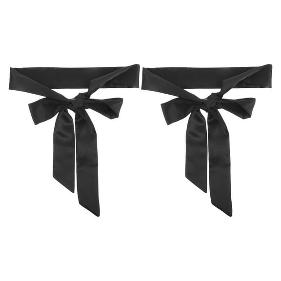 MLINS 2pcs Women Silk Belt With Bow Tie Black Satin Sash For Formal Dresses And Special Occasions Accessory Evening Gowns And Weddings
