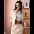thumbnail image 4 of Chaqueta Corta para Mujer, Anorak Utilitario Extragrande con Cremallera, Color Cremoso, Talla L, 4 of 8