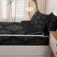 thumbnail image 5 of Homewish Halloween Sugar Skull Zipper Full Size Comforter Sets with Fitted Sheet and 2 Pillowcases,Bohemian Damask Zipper Bedding Set,Black Gray,Black Reversible,4pcs, 5 of 8