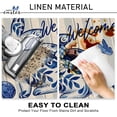 thumbnail image 5 of Welcome Easter Bunny Chinoiserie Kitchen Rugs Set of 2, Blue and White Porcelain Rabbit Kitchen Mats Decor, Spring Easter Eggs Butterfly Floor Door Mat Home Decorations - 17x30 and 17x47 Inch, 5 of 6