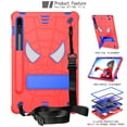thumbnail image 2 of ELEHOLD Kids Case for Samsung Galaxy Tab S8/S7 11.0", Heavy Duty Rugged Cover with Foldable Kickstand Crossbody Shoulder Strap Pencil Holder Shockproof Full Body Protection Case,Red+Blue, 2 of 6