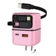 thumbnail image 1 of Cargador de pared retráctil Gan 4 en 1 BLESSOURCE de 35 W, color rosa, 1 of 8