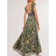 thumbnail image 3 of Sunloudy Vestido estampado floral bohemio para mujer, vestido maxi con mangas abullonadas, vestidos de verano para novia Sunloudy moda, 3 of 6