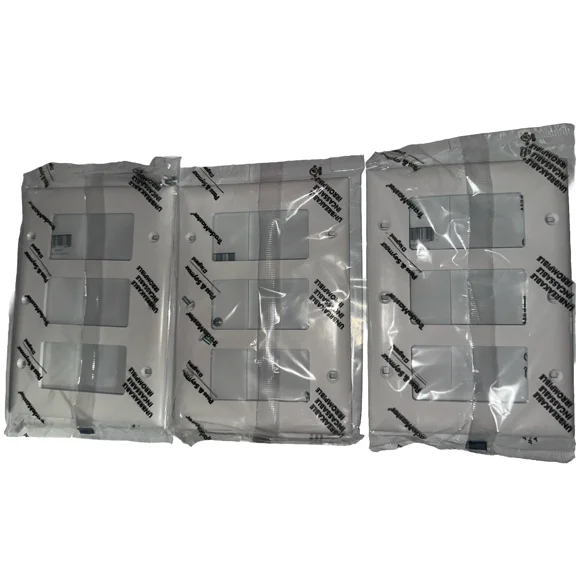 ZYLER- 3 Pack - P&S White Trademaster 3-Gang Unbreakable Nylon Wallplate Cover Tp263-W
