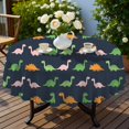 thumbnail image 4 of Dinosaur and Silhouette Navy Blue Round Tablecloth 60"x60", Wrinkle Resistant Wipeable Table Cover for Kitchen Dining Room Picnic Patio and Party, 4 of 6