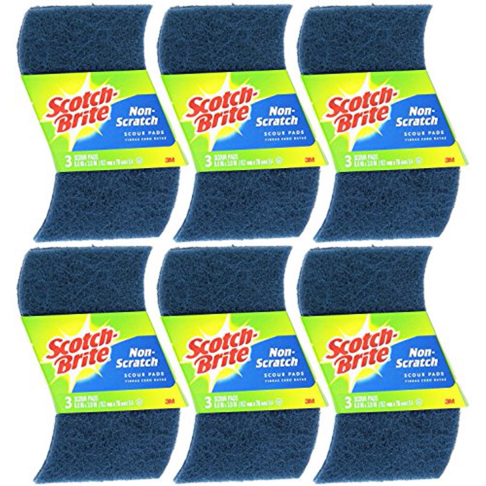 ScotchBrite NonScratch Scour Pad, 3Count (Pack of 6) Total 18 Pads