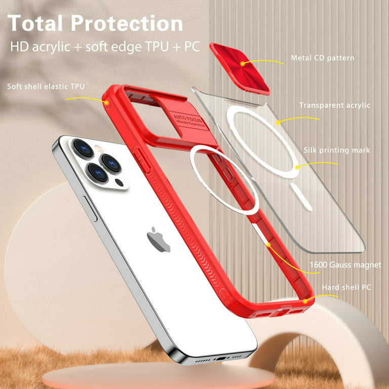 Okkernoot Waardig Grondwet Allytech Case for iPhone 8 Plus/ iPhone 7 Plus 5.5 inch, Compatible with  MagSafe Wireless Charging Crystal Clear Anti-Scratch Shockproof Slide  Camera Cover for iPhone 7 Plus/8 Plus, Red - Walmart.com