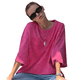thumbnail image 3 of Camisetas Oversize para Mujer, Camisetas Vintage de Algodón, Cuello Redondo, Corta, Túnicas Lavadas de Verano. Rosa Roja M, 3 of 10