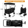 thumbnail image 2 of Collapsible Wagon 140L Wagons Carts Foldable with Removable Canopy, Folding Wagon Cart with Wheels for All-Terrain with Brake, Foldable Wagon with Cooler Bag, for Camping Beach Shopping, 2 of 5