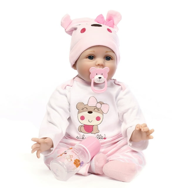 Poupées Bébé Reborn Fille Réalistes en Silicone Souple Vinyle Poupées 22 Pouces Poupées Nouveau-Né Poupée Bébé Réaliste