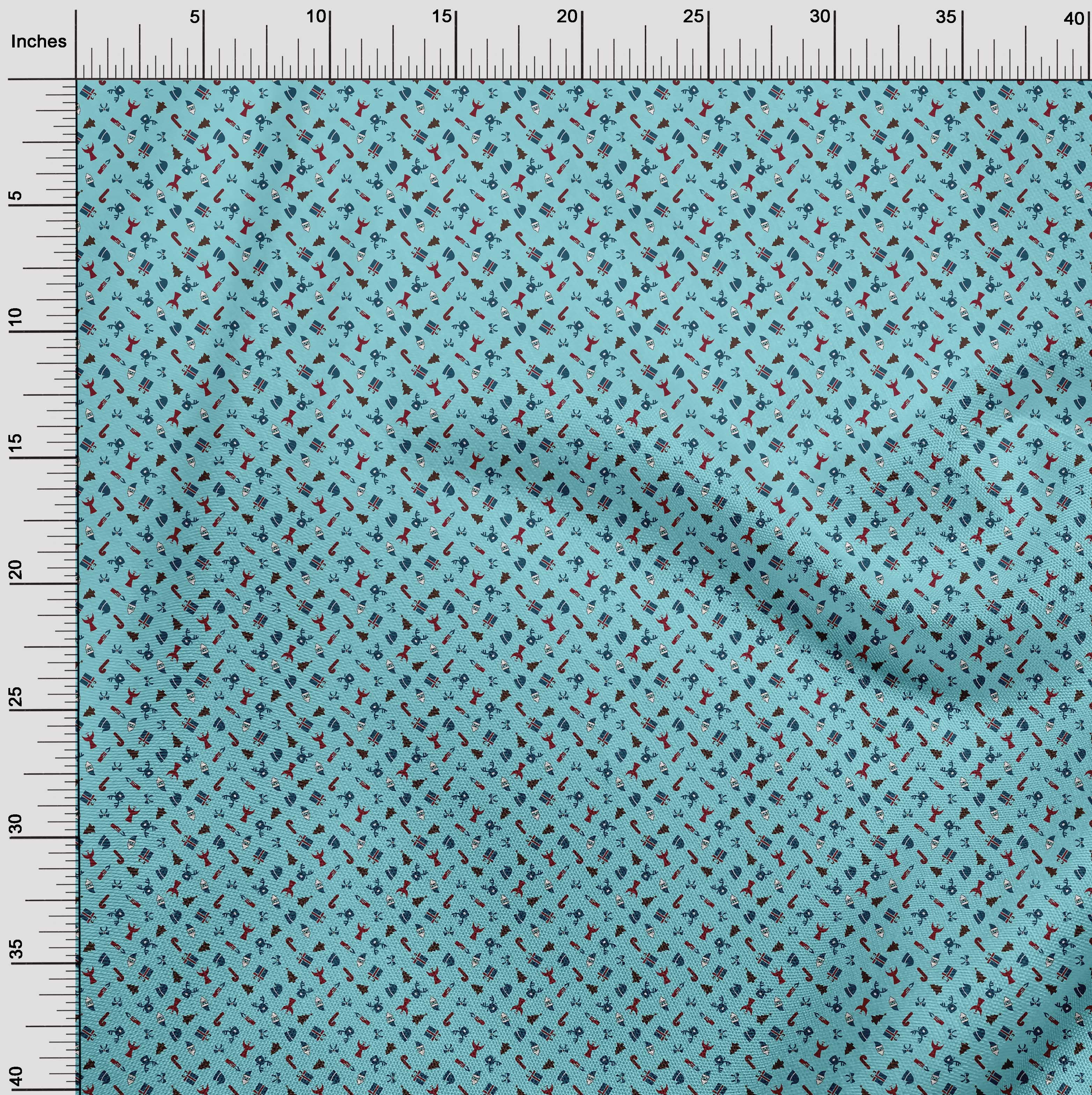 oneOone Cotton Cambric Light Blue Fabric Christmas Diy Clothing Quilting Fabric Print Fabric By Yard 56 Inch Wide