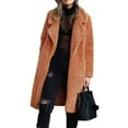 thumbnail image 5 of Winter Women Jacket Double-sided Fleece Turn-down Collar Long Sleeves Knee Length Keep Warm Cozy Overcoat Outdoor Daily Wear Jacket, 5 of 8