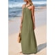 thumbnail image 4 of Vestido de verano PRETTYGARDEN 2025 casual largo sin mangas verde militar, 4 of 8
