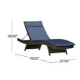 thumbnail image 3 of GDF Studio Olivia Outdoor Wicker Armless Adjustable Chaise Lounge with Cushion, Multibrown and Navy Blue, 3 of 6
