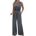 thumbnail image 2 of Fashion Jumpsuits for Women Dressy Plus Size Solid Color Sleeveless High Waist Slightly Elastic Jumpsuit, 2 of 8