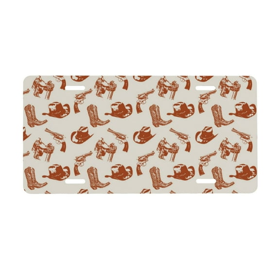 Zufioo Cowboy Western Print Car Aluminum Front License Plate, 12x6 Inch Decorative Personalized Car License Plate Car Accessories