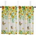 thumbnail image 2 of Sunflower Farmhouse Window Short Curtains 54 Inch Length, Rustic Eucalyptus Butterfly Burlap Rod Pocket Window Treatment Kitchen Drapes for Bedroom, Cafe, Living Room, 2 Panels, 42 W x 54 L, 2 of 5