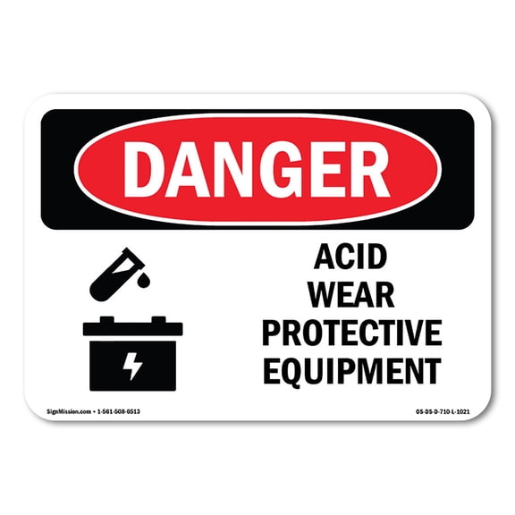 OSHA Danger Sign - Acid Wear Protective Equipment | Decal | Protect Your Business, Construction Site, Warehouse & Shop Area |  Made in The USA