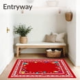 thumbnail image 3 of ODIKA 2'x3' Machine Washable Non-Slip Area Rug, Jolly Santa Workshop Whimsical North Pole Journey Adventure High Traffic Rug, Red, 629904, 3 of 7