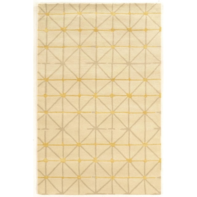 Aspire Wool Pane ivory and grey 8 by 11 feet area rug featuring a geometric grid design.