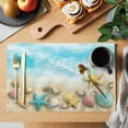 thumbnail image 2 of Blue Summer Beach Placemats Set of 4 Coastal Starfish Shell Nautical Waves Place Mats Indoor Wipeable Table Mats Washable Cloth Dining Table Placemats for Kitchen Holiday Party Home Decor 13x19 Inch, 2 of 9