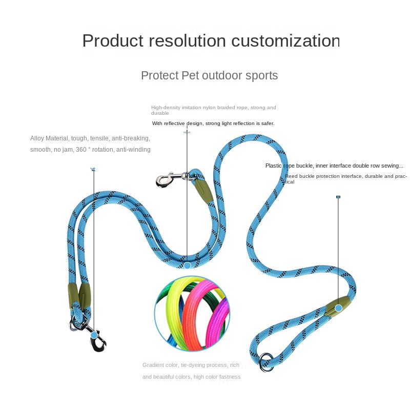 Reflective Nylon Leashes Pet Dogs Chain Traction Rope Leads For Running Free Hands Rope Chain For Dogs Explosion-proof Chain