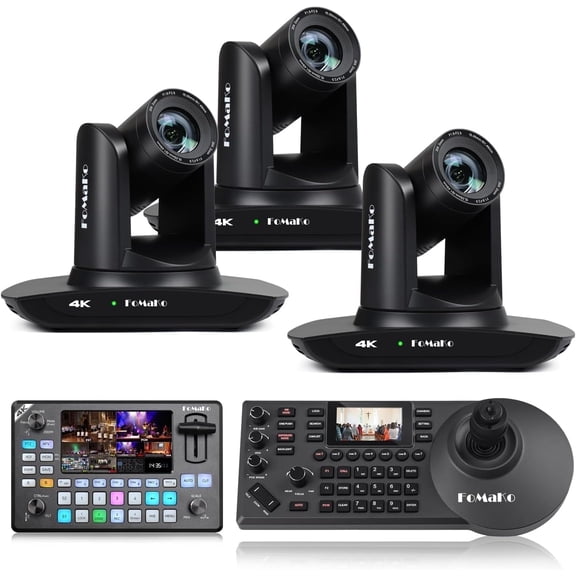 FoMaKo 4K PTZ Camera HDMI NDI 20X Live Streaming Camera Bundle(K20UHX3 KC602 KC608 Pro)