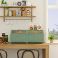 thumbnail image 4 of CBJCBJ 15.1" Gold-Trimmed Wooden Bread Box | 2-Tier Countertop Organizer | Vintage-Inspired Pantry Decor（GREEN）, 4 of 7