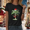 thumbnail image 6 of TTUHYWXI Christmas Palm Tree Shirts for Women Funny Hawaiian Beach Tropical Xmas Top Short Sleeve Casual Graphic Print T Shirt (Black, 3XL), 6 of 8