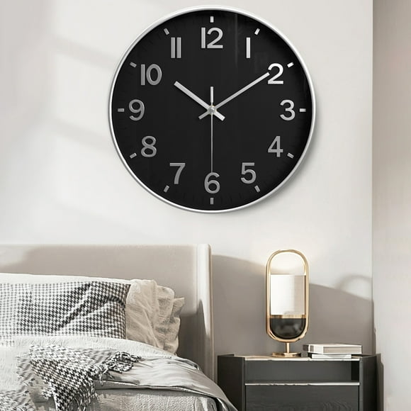 EGNMCR Horloge Murale Silencieuse Horloges Murales à Piles 12 Pouces Moderne Analogique Sans Tic-Tac Décorative pour Cuisine Bureau Salle de Bain Chambre Horloge Horloge