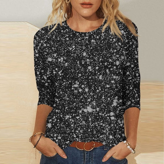 Craaazy Women's Mardi Gras Sweatshirts Casual Carnival Printed 3/4 Sleeve Tops Gifts