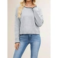 thumbnail image 5 of Women'S Jumper Sweaters Solid Casual Knitted Bottoming Pullover Loose All-Match Basic Top Grey S, 5 of 6
