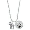thumbnail image 1 of Delight Jewelry Silvertone Moose Silvertone Script Initial Disc - D - Charm Necklace, 20"+3", 1 of 4