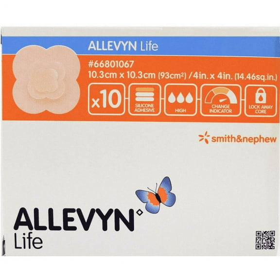 Smith Nephew Foam Dressing Allevyn Life 4 X 4 Quadrilobe Sterile 66801067 Sold Per Box