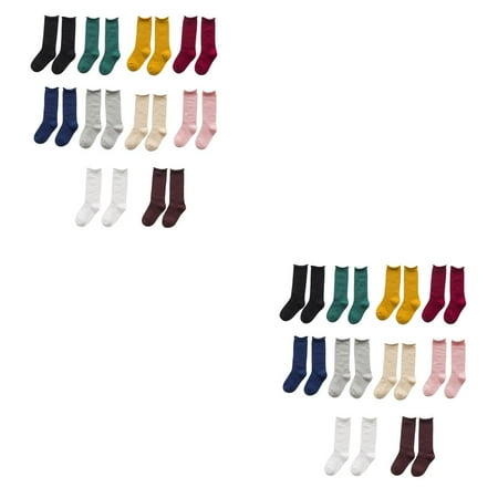 

wrea2pcs Winter Autumn Children Solid Color Socks Candy Color Kids Long Sockings Baby Toddler Cotton High Socks