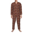 thumbnail image 3 of Naloa 70s Groovy Hippie Retro Men’s Pajamas Set - Long Sleeve Button Down Sleep Shirt and Pajama Bottoms Sleepwear Set-, 3 of 7