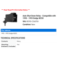 thumbnail image 2 of Auto Shut Down Relay - Compatible with 1990 - 1993 Dodge W250 1991 1992, 2 of 2