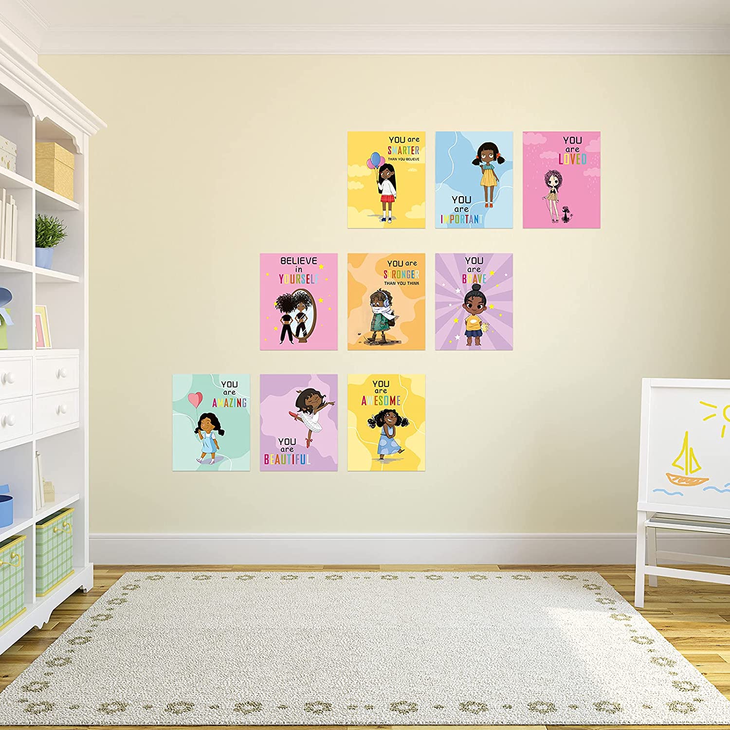Affiche Murale Motivation Fille Noire – Impression Couleur 16x12 Pouces, Décoration Chambre