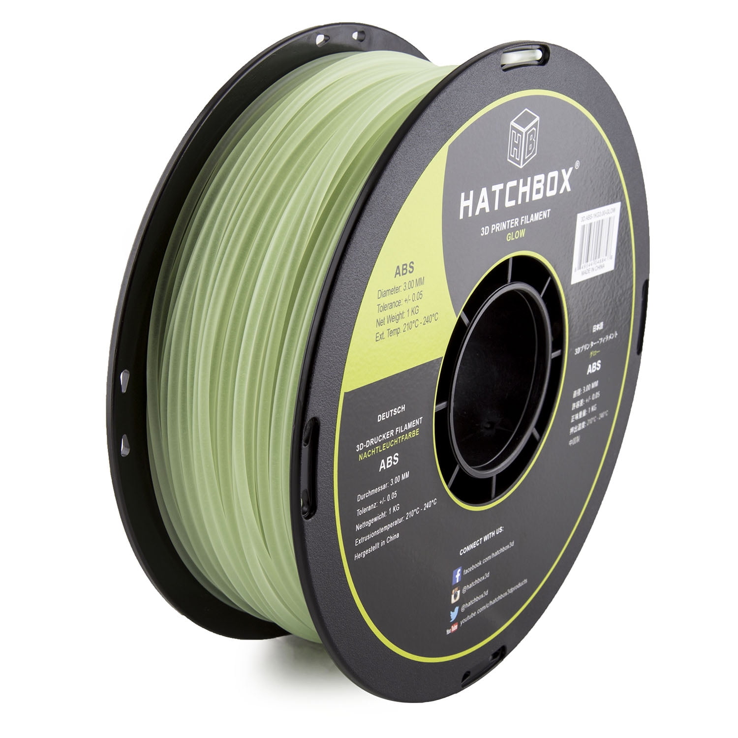 Hatchbox 3D ABS1 kg 3.00Glow ABS 3D Printer Filament