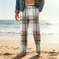 thumbnail image 3 of Men's Home Soft Pajama Pants, Plaid Print Drawstring Pocket Casual Lounge Pants for Fall, Winter and Home Comfort,Brown,M, 3 of 8