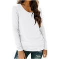 thumbnail image 3 of Otntypg Long Sleeve Shirts for Women Lightweight Casual Fall Spring Crew Neck Basic Athletic Workout Tees Fashion Outfit Pullover Sweatshirt Tops White XL, 3 of 10