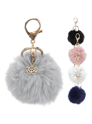 AllTopBargains Rabbit Fur Pompom Key Chain Bag Charm Fluffy Puff Ball Phone Car Pendant Purse !
