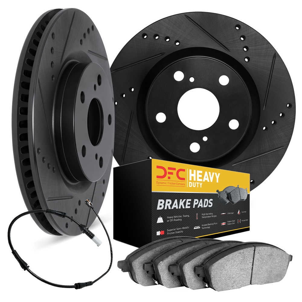 Dynamic Friction Company 8232-40004 DFC Rotors-Drilled and Slotted-Black with Heavy Duty Brake Pads