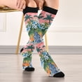 thumbnail image 5 of FORMRS Womens Knee High Socks Casual Long Thick Travel Daily Wear, 2 Pairs, Blue Flowers, 5 of 6