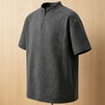 thumbnail image 2 of FRSASU Men's Quarter Zip Athletic Shirt Loose Fit Breathable Workout Top Casual Short Sleeve Performance Training Tee Dark Gray, 2 of 5