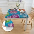 thumbnail image 2 of HAOXIT Square Vinyl Flannel Backed Tablecloth, Print, Vinyl Waterproof Indoor/Outdoor Table Cloth, Colorful Beach Theme 46*46, 2 of 7