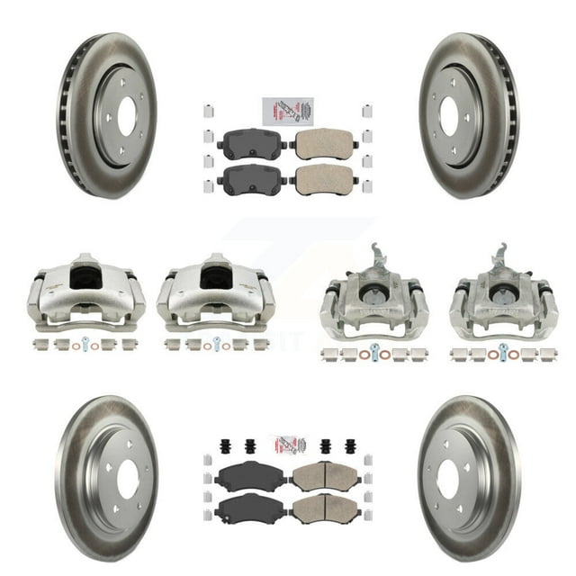 Transit Auto Front Rear Disc Brake Caliper Coated Rotors and Ceramic Pads Kit (10Pc) for Car 2009-2011 Dodge Journey KCG-102653N