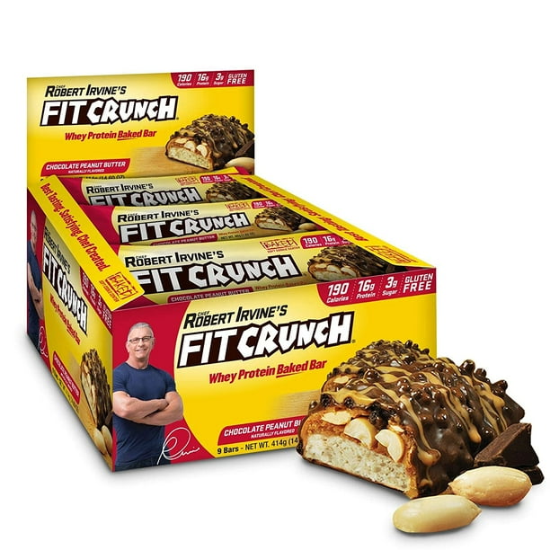 Fit Crunch Chocolate Peanut Butter Protein Bars, 9 Count Snack Size