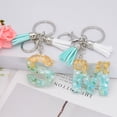 thumbnail image 3 of Qholemyo Green Tassel Letter Keychain Crystal Drop Glue Gold Foil Stone Jewelry Pendant Bag Charm Car Keychain Keyring, 3 of 3