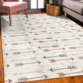 thumbnail image 3 of Boho Decorative Rug, Retro Arrow Pattern in Horizontal Line Heading to Opposite Directions Art, Quality Carpet for Bedroom Dorm and Living Room, 6 Sizes, Cinnamon Brown Grey, by Ambesonne, 3 of 4